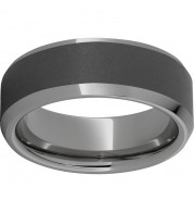 Rugged Tungsten  8mm Beveled Edge Band with Sandblast Finish