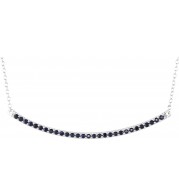 14K White Blue Sapphire Bar 16-18 Necklace