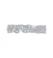 Shah Luxury 14K White Gold Diamond Leaf Design Wedding Band