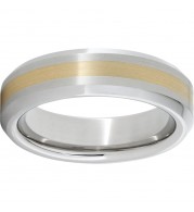 Serinium Beveled Edge Band with a 2mm 14K Yellow Gold Inlay