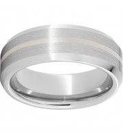 Serinium Beveled Edge Band with a 1mm Sterling Silver Inlay