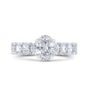 Shah Luxury 14K White Gold Oval Diamond Engagement Ring (Semi-Mount)