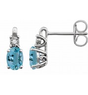 14K White Aquamarine & .02 CTW Diamond Earrings