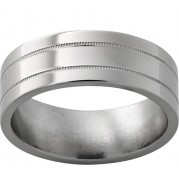 Titanium Flat Band with Two .5mm Milgrain Grooves with Polish Finish