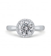 Shah Luxury 14K White Gold Diamond Halo Engagement Ring (Semi-Mount)