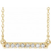 14K Yellow 1/8 CTW Diamond French-Set Bar 16 Necklace