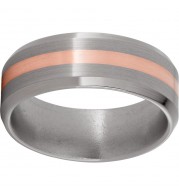 Titanium Beveled Edge Band with a 2mm 14K Rose Gold Inlay and Satin Finish