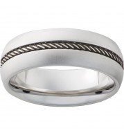 Serinium Domed Band with Rope Finished Center and Laser Satin Edges