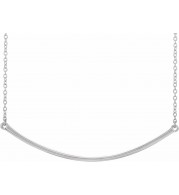 14K White Curved 19.9 Bar Necklace