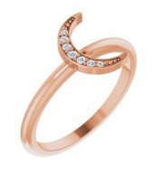 14K Rose .04 CTW Diamond Stackable Crescent Ring