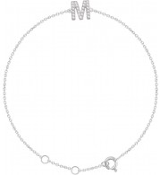 14K White .07 CTW Diamond Initial M 6-7 Bracelet