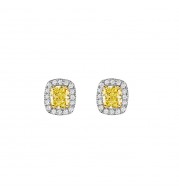 Henri Daussi 18k Yellow Gold Diamond Stud Earrings