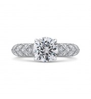 Shah Luxury 14K White Gold Round Diamond Cathedral Style Engagement Ring (Semi-Mount)