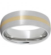 Serinium Domed Band with a 2mm 14K Yellow Gold Inlay and a Satin Finish