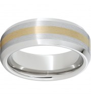 Serinium Beveled Edge Band with a 2mm 14K Yellow Gold Inlay