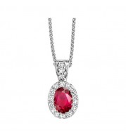 Gems One 14Kt White Gold Diamond (1/10Ctw) & Ruby (1/2 Ctw) Pendant