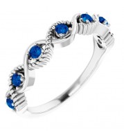 14K White Blue Sapphire Stackable Ring