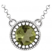 14K White Peridot August 18 Birthstone Necklace