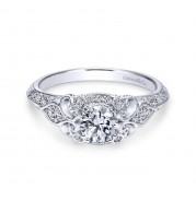 Gabriel & Co. 14k White Gold Victorian Vintage Engagement Ring