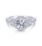 Gabriel & Co. 14k White Gold Entwined 3 Stone Engagement Ring