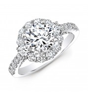 18k White Gold Large Diamond Halo Engagement Ring