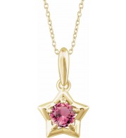 14K Yellow 3 mm Round October Youth Star Birthstone 15 Necklace