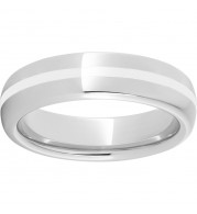 Serinium Domed Band with 1mm White Enamel Inlay