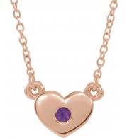 14K Rose Amethyst Heart 16 Necklace