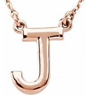 14K Rose Block Initial J 16 Necklace