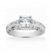 14k White Gold Diamond Semi-Mount Antique Engagement Ring