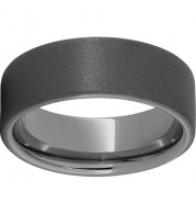 Rugged Tungsten  8mm Pipe Cut Band with Sandblast Finish