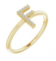 14K Yellow .06 CTW Diamond Initial F Ring