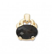 14K Yellow Gold 18X13 Oval Smokey Quartz Pendant