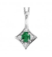 Gems One 14Kt White Gold Diamond (1/20Ctw) & Emerald (1/6 Ctw) Pendant