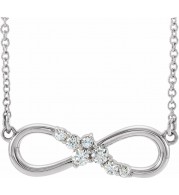 14K White 1/8 CTW Diamond Infinity-Inspired Bar 18 Necklace