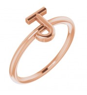14K Rose Initial J Ring