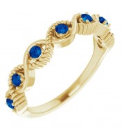 14K Yellow Blue Sapphire Stackable Ring