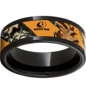 Black Diamond Ceramic Pipe Cut Band with Mossy Oak Blaze Inlay