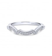 Gabriel & Co. 14k White Gold Victorian Curved Wedding Band