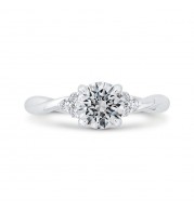 Shah Luxury 14K White Gold Round Cut Diamond Engagement Ring (Semi-Mount)