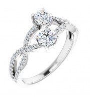 14K White 3/4 CTW Diamond Two-Stone Ring