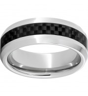 Serinium Beveled Edge Band with Black Carbon Fiber Inlay