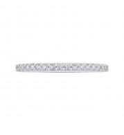 Shah Luxury 14K White Gold Round Half-Eternity Diamond Wedding Band