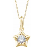 14K Yellow 3 mm Round April Youth Star Birthstone 15 Necklace