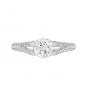 Shah Luxury 14K White Gold Round Diamond Engagement Ring with Split Shank (Semi-Mount)