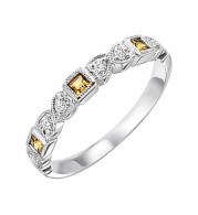 Gems One 10Kt White Gold Diamond (1/10Ctw) & Citrine (1/6 Ctw) Ring
