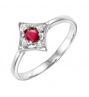 Gems One 14Kt White Gold Diamond (1/20Ctw) & Ruby (1/6 Ctw) Ring