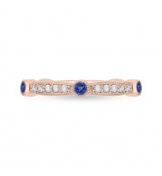 Shah Luxury 14K Rose Gold Round Diamond Wedding Band with Sapphire