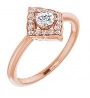 14K Rose 1/3 CTW Diamond Halo-Style Clover Ring