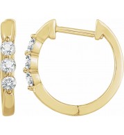 14K Yellow 1/4 CTW Diamond Hoop Earrings